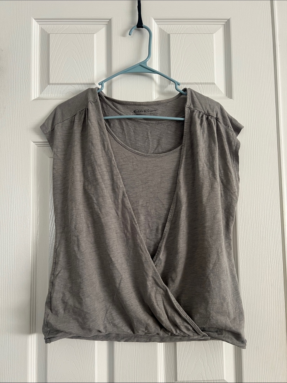 Eddie Bauer Gray Surplice Cap-Sleeve Camisole